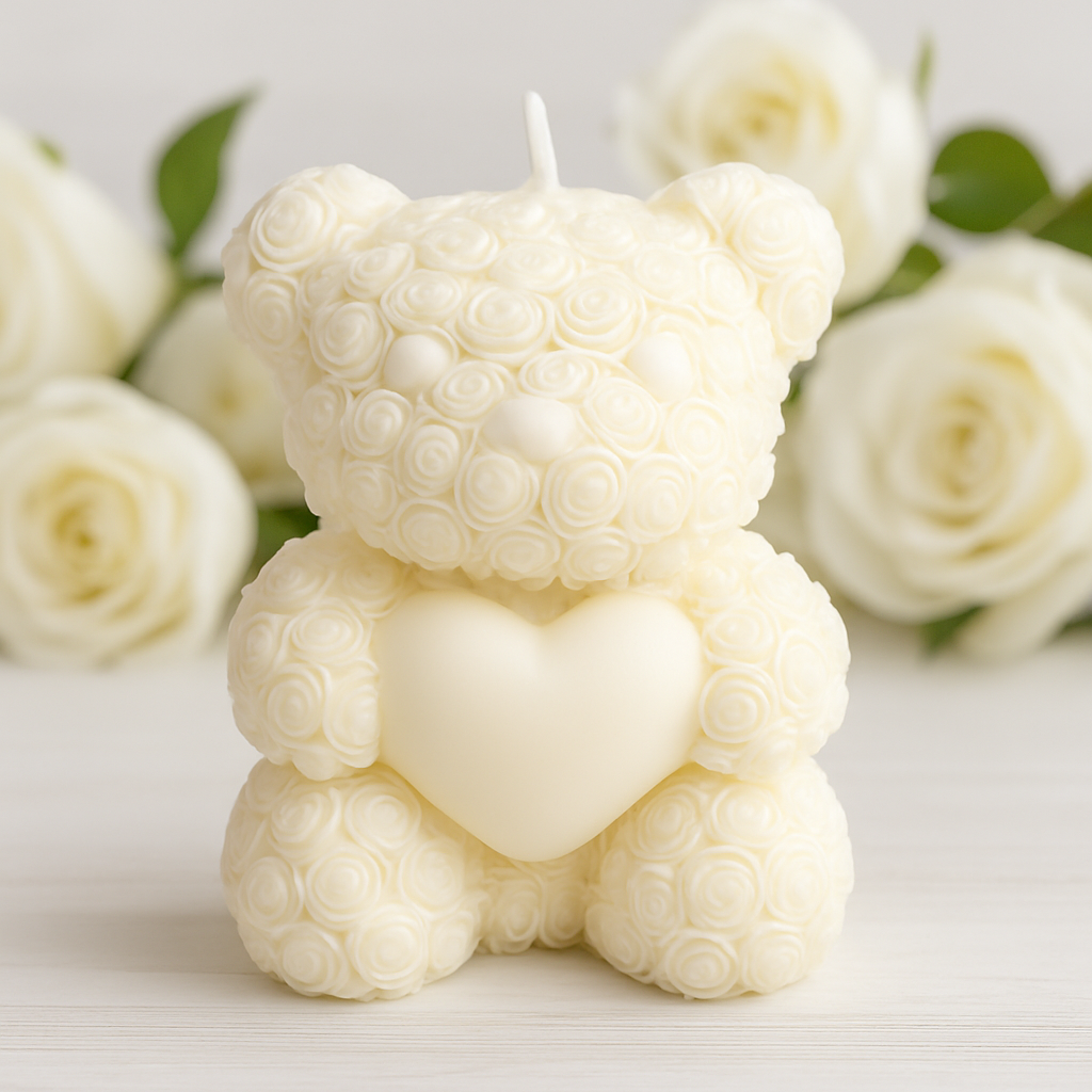 Luxury Rose Teddy Heart Candle