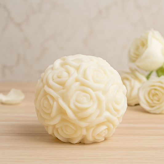 Rose Bloom Sphere Candle – Handcrafted Luxury Decor